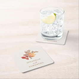 Modern Rustic Fall Boho Flower Wedding  Underlägg Papper Kvadrat