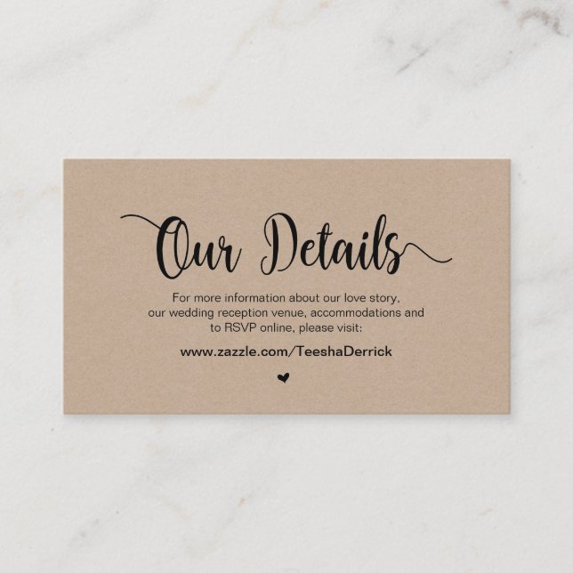 Modern Rustic Farm Kraft, närmare Bröllop Tilläggskort (Framsida)