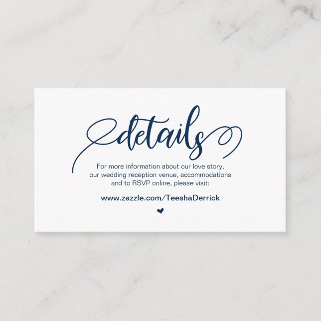 Modern Rustic Farm, Navy Blue, Bröllop Detaljer Tilläggskort (Framsida)