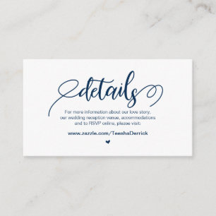 Modern Rustic Farm, Navy Blue, Bröllop Detaljer Tilläggskort