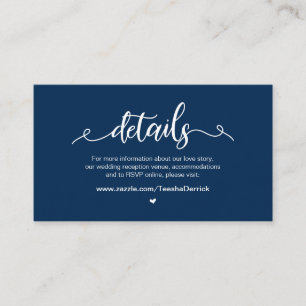 Modern Rustic Farm, Navy Blue, Bröllop Detaljer Tilläggskort