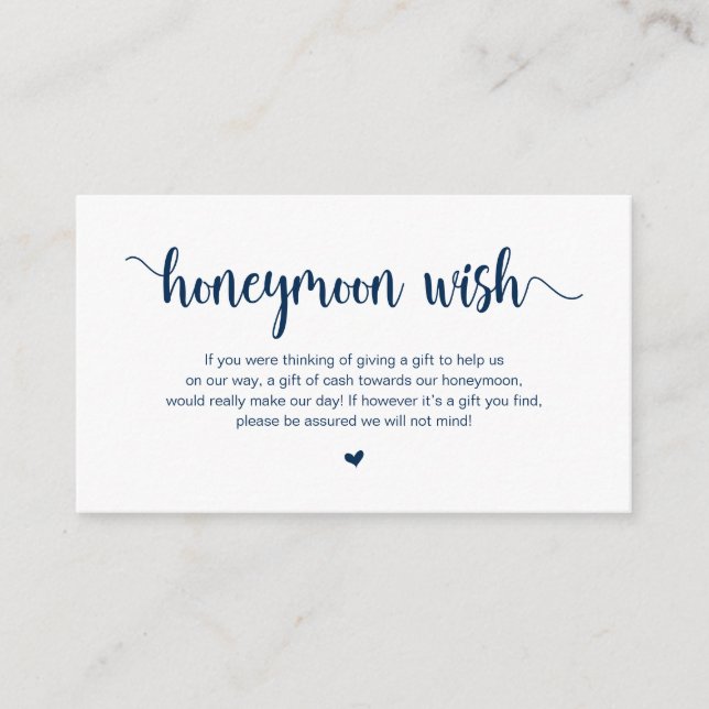 Modern Rustic Farm, Navy Blue Honeymoon Wish Tilläggskort (Framsida)