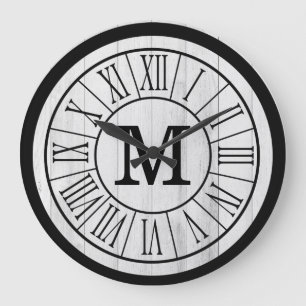 Modern Rustic Farmhouse-familjens monogram Stor Klocka