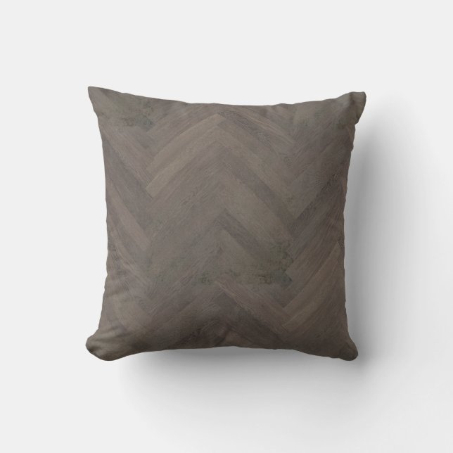 Modern Rustic Farmhouse Worn Herringbone Wood Kudde (Framsida)