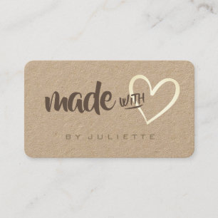 Modern Rustic gjord med Kärlek Heart Kraft Pappra Visitkort