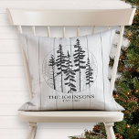 Modern Rustic Gräs Träd-lantgård Kudde<br><div class="desc">Den mysiga gården stil dekorativ kudde har ett handmålat skogsilhuetter i gräs träd på vinet med vitt bondträ. perfekt gåva till nygifta och första chistmas eller en husuppvärmningspåva.Upphovsrätt Anastasia Surridge for The jul Shop,  alla höger reserverade.</div>