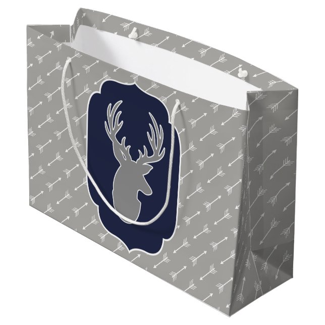 Modern Rustic Grått Hjort- och vita pilar (Baksidan Vinklad)