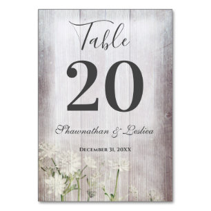 Modern Rustic Grått Print Blommigt Bord Card Bordsnummer