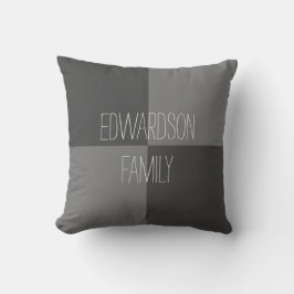 Modern rustic gray pattern family name kudde