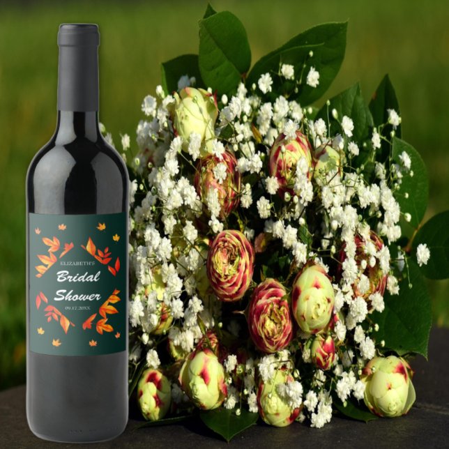 Modern rustic höstbröllopsfest för bruden vinflaska etikett (Skapare uppladdad)