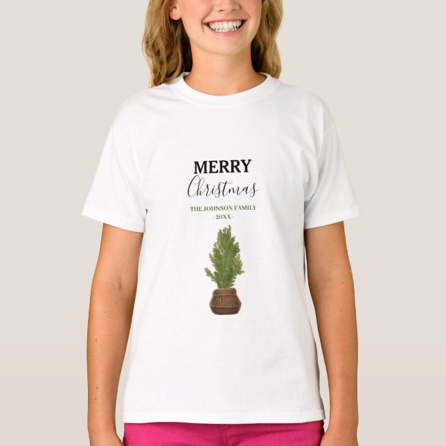 Modern Rustic Julgran Helgdag T Shirt (Framsida)