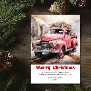 Modern rustic julscen rosa lastbil kort konst