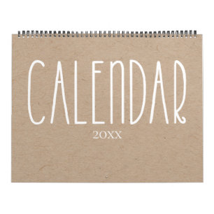 Modern Rustic Kraft and White Calendar Kalender