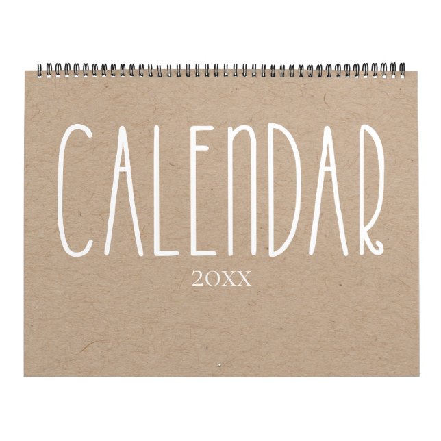 Modern Rustic Kraft and White Calendar Kalender (Omslag)