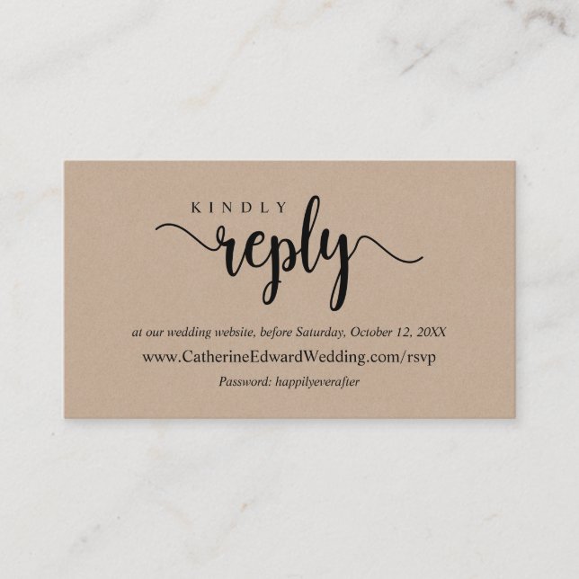 Modern Rustic Kraft, Black font, online OSA websi Tilläggskort (Framsida)