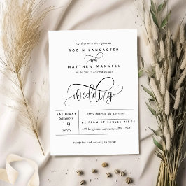 Modern Rustic Kraft, Elegant Modern Script Bröllop Inbjudningar