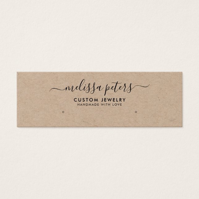 Modern Rustic Kraft Jewelry Earring Visning Card Litet Visitkort (Framsidan)