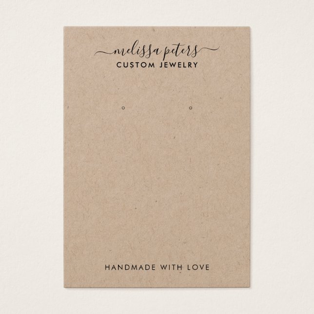 Modern Rustic Kraft Jewelry Earring Visning Card Visitkort (Framsidan)