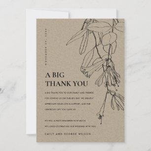 MODERN RUSTIC KRAFT LINE TECKNING BLOMMIGT BRÖLLOP TACK KORT