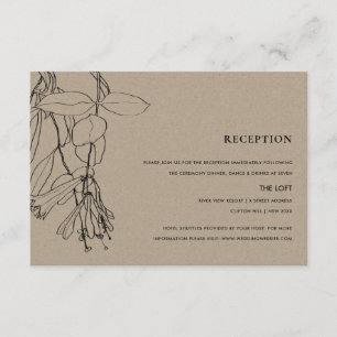 MODERN RUSTIC KRAFT LINE TECKNING BLOMMIGT RECEPTI TILLÄGGSKORT