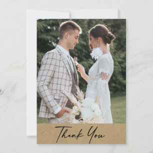 Modern Rustic Kraft Photo Bröllop Tack Kort