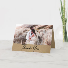 Modern Rustic Kraft Photo Bröllop Tack Kort
