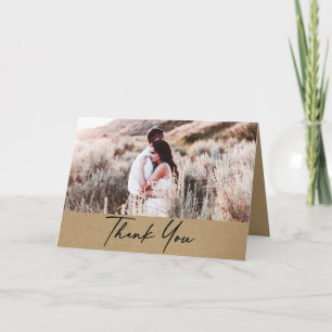 Modern Rustic Kraft Photo Bröllop Tack Kort
