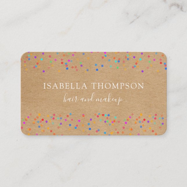 Modern Rustic Kraft Rainbow Sparkles Visitkort (Framsida)