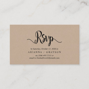 Modern Rustic Kraft, svart teckensnitt, OSA-svar Tilläggskort