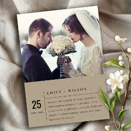 MODERN RUSTIC KRAFT TYPOGRAPHY BRÖLLOP PHOTO INBJUDNINGAR