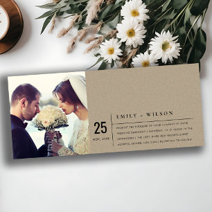 MODERN RUSTIC KRAFT TYPOGRAPHY BRÖLLOP PHOTO INBJUDNINGAR