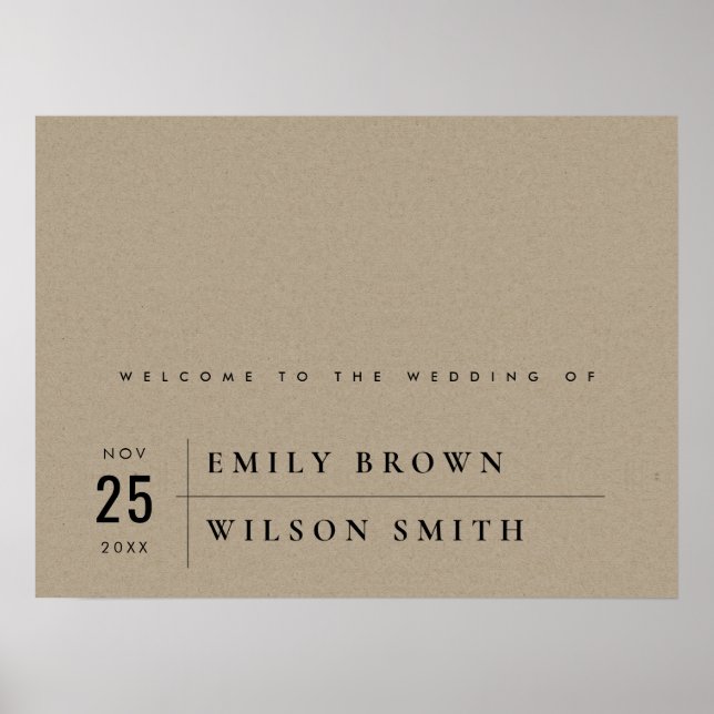 MODERN RUSTIC KRAFT TYPOGRAPHY BRÖLLOP WELCOME POSTER (Framsidan)