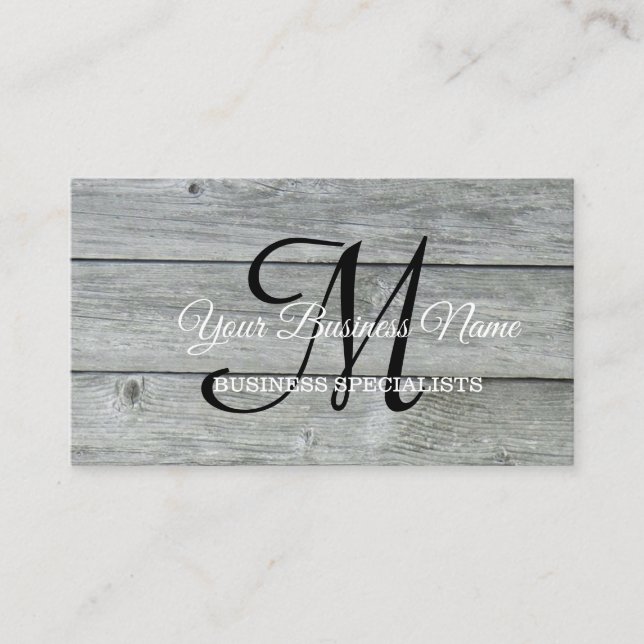 Modern Rustic Land Barn Monogram-skript Visitkort (Framsida)