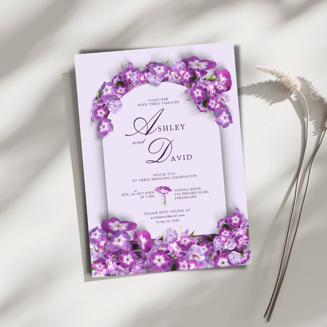 Modern Rustic Lila I Lilac Arch Flowers Bröllop Inbjudningar (Skapare uppladdad)