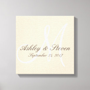 Modern Rustic Linen Monogram Canvastryck