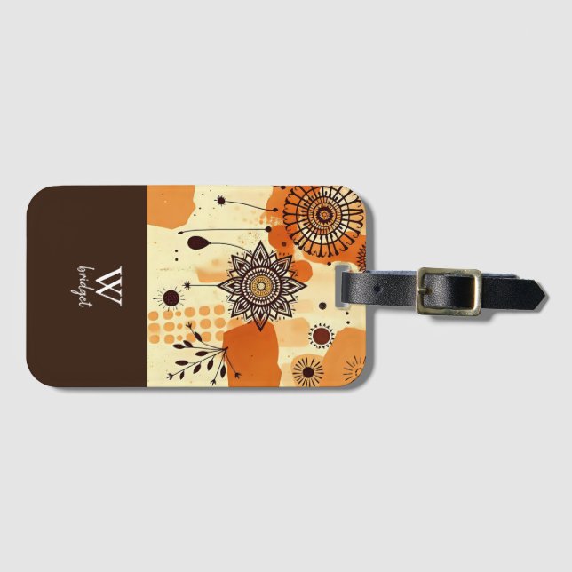 Modern Rustic Mandala Autumn Earthy Blommigt Bagagebricka (Framsida horisontal)