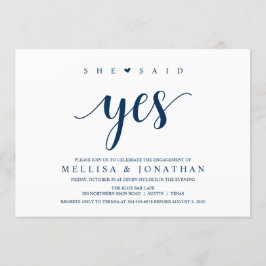 Modern Rustic, marinblått skript, Förlovningsfest Inbjudningar