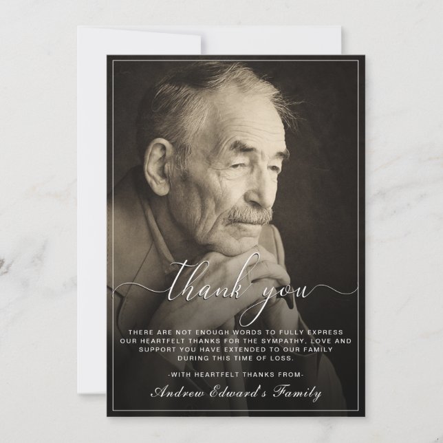 Modern Rustic Memorial Bereavement Funeral Photo Tack Kort (Framsida)