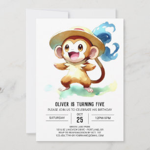 Modern Rustic Monkey Birthday Inbjudningar