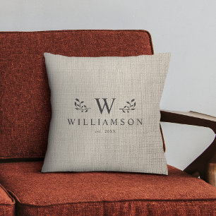 Modern Rustic Monogram Anpassningsbar Family Namn  Kudde