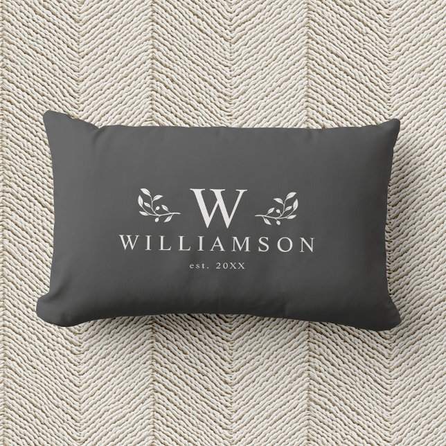Modern Rustic Monogram Anpassningsbar Family Namn  Lumbarkudde (Skapare uppladdad)