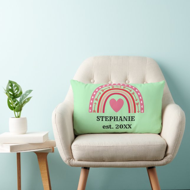 Modern Rustic Monogram Anpassningsbar Family Namn  Lumbarkudde (Stol)