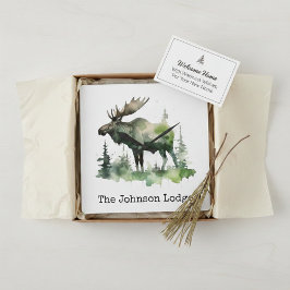 Modern Rustic Moose Wall Clock Mountain Lodge Deco Fyrkantig Klocka