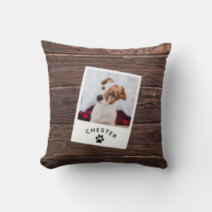 Modern Rustic Mörk Wood Pet Photo Hund Cat Kudde