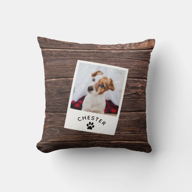 Modern Rustic Mörk Wood Pet Photo Hund Cat Kudde (Framsida)