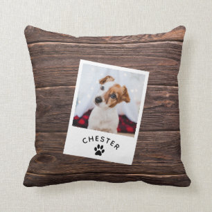 Modern Rustic Mörk Wood Pet Photo Hund Cat Kudde