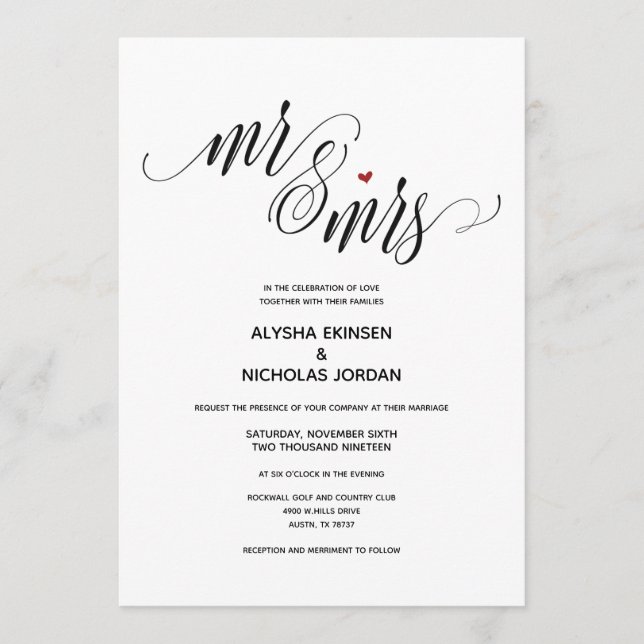 Modern Rustic Mr. och Mrs. Wedding-inbjudningskort Program (Framsida)