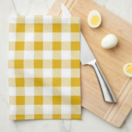 Modern Rustic Mustard Gult Gingham Checks Kökshandduk