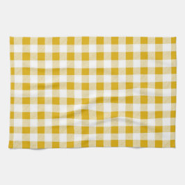 Modern Rustic Mustard Gult Gingham Checks Kökshandduk
