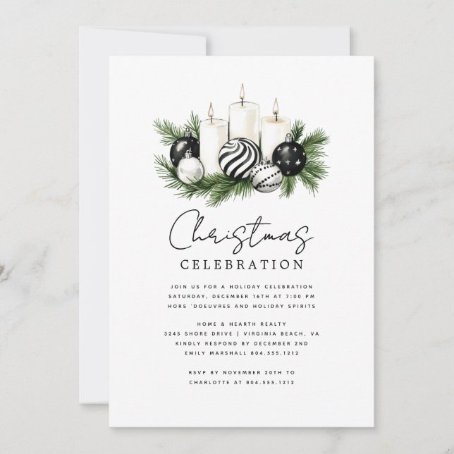 Modern Rustic Nature Christmas Party Invitation Inbjudningar (Framsida)